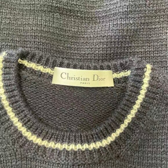 Christian Dior Short-Sleeved Sweater Navy Blue Cashmere and Wool Knit - Picture 13 of 14